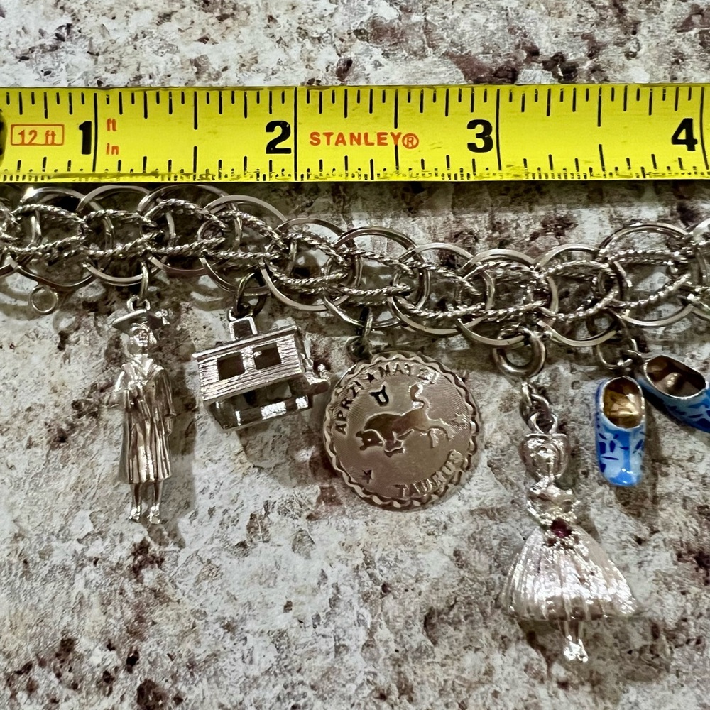 Silver Charm Bracelet with Blue Accents